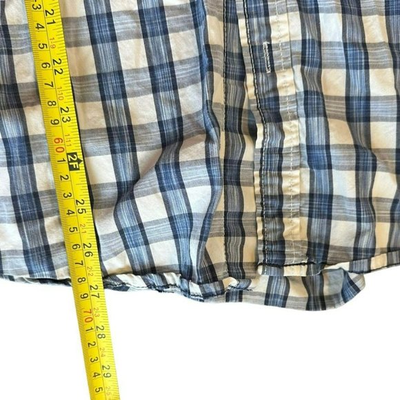 y2k Pepe Jeans Blue Plaid Long Sleeve Button Down Shirt Mens L *missing button* - Picture 7 of 7